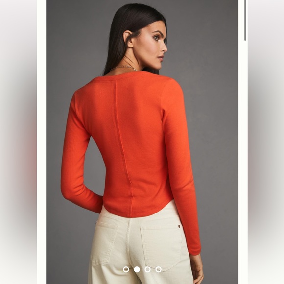 Anthropologie Andie Ribbed Henley Top by Pilcro Size XS. - Picture 2 of 5